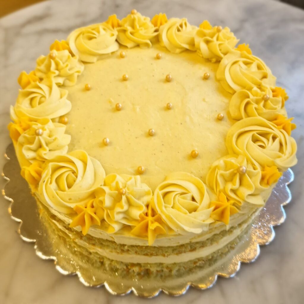Vegan pistachio cake side view